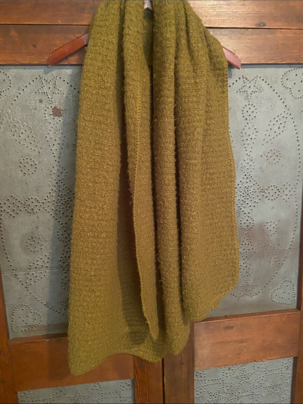 Anthropologie Forest Green Olive Boucle Scarf Wrap - Picture 2 of 6